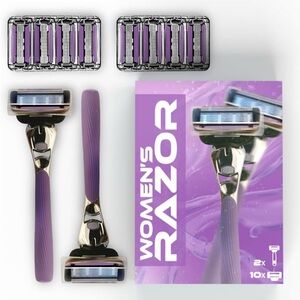 FOREVER GEM Women’s Razor with 2 Handles & 10 Blades